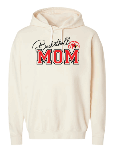 Maquoketa Cardinals Basketball Mom w/ Custom Name & Number Ivory Comfort Colors Unisex Garment-Dyed Lightweight Fleece Hoodie