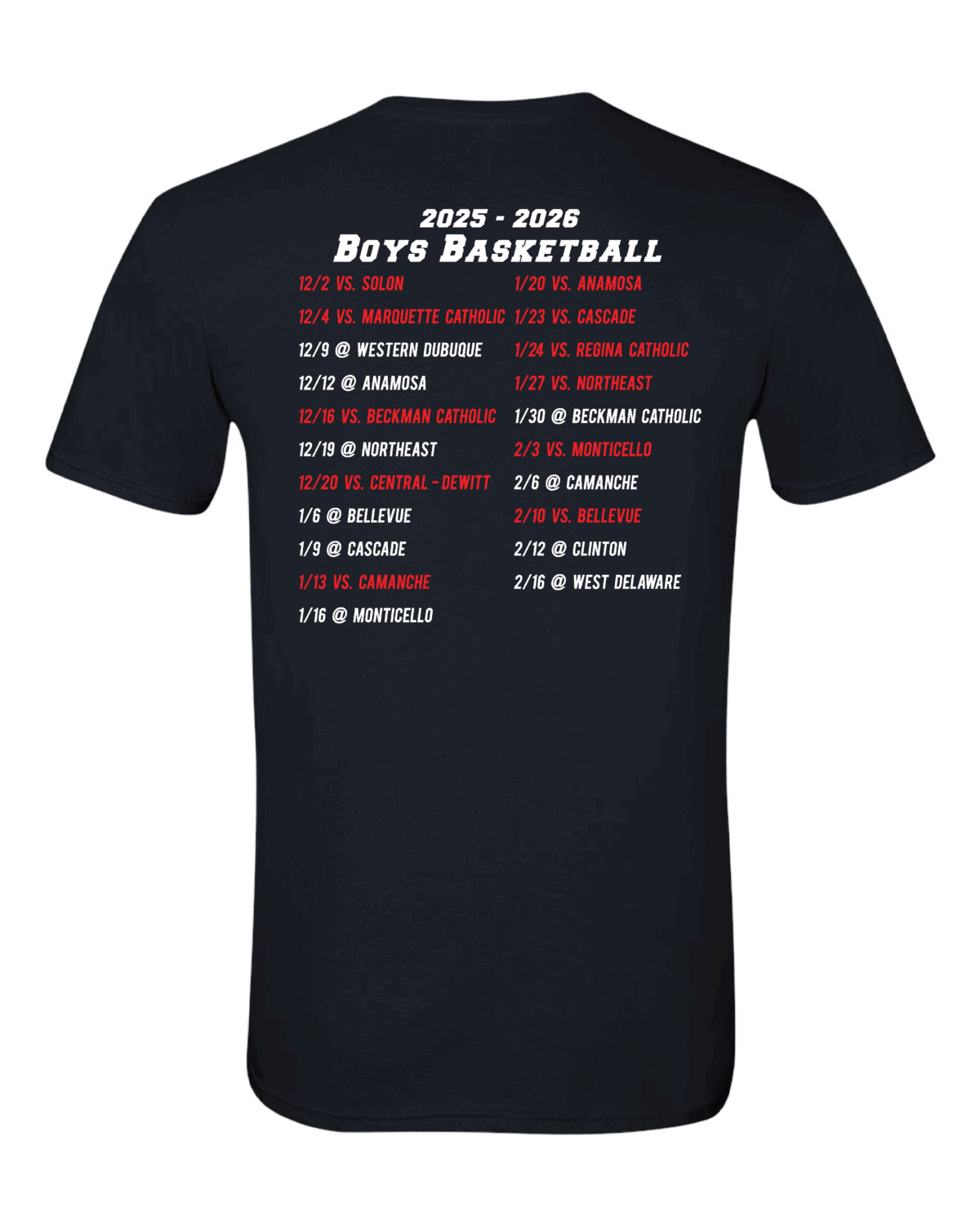 2025 Maquoketa Cardinals Boys Basketball Schedule Fundraiser Youth Black Gildan Softstyle T-Shirt - Image 2