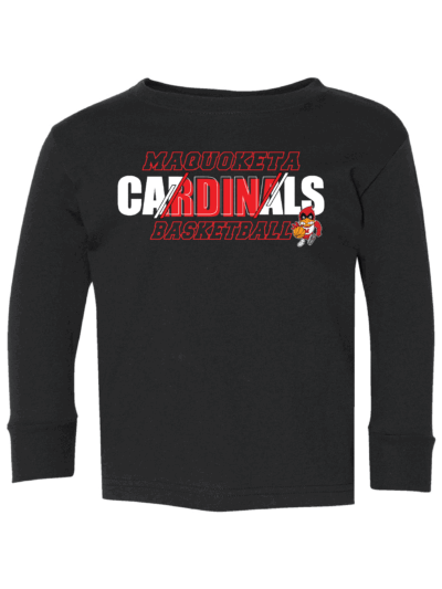 2025 Maquoketa Cardinals Boys Basketball Schedule Fundraiser Toddler Black Rabbit Skins Fine Jersey Long Sleeve T-Shirt