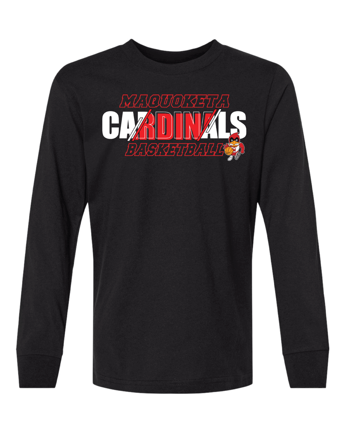2025 Maquoketa Cardinals Boys Basketball Schedule Fundraiser Youth Black Next Level Cotton Long Sleeve T-Shirt
