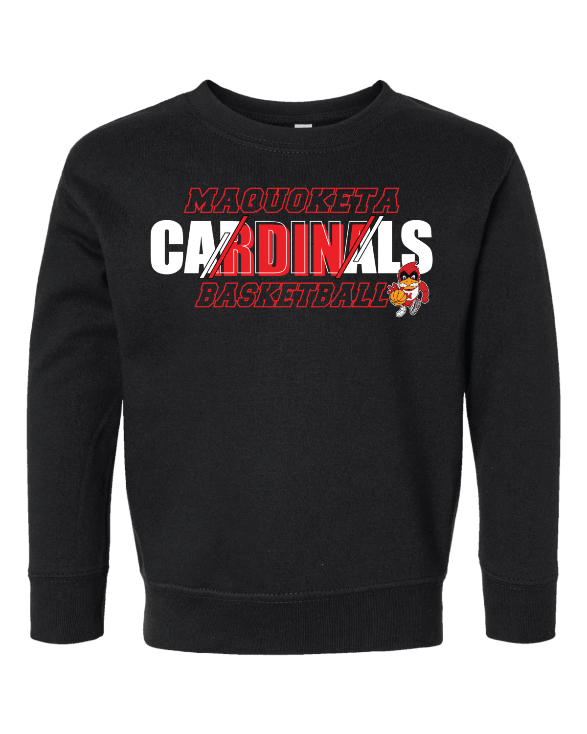 2025 Maquoketa Cardinals Boys Basketball Schedule Fundraiser Toddler Black Rabbit Skins Fleece Crewneck Sweatshirt