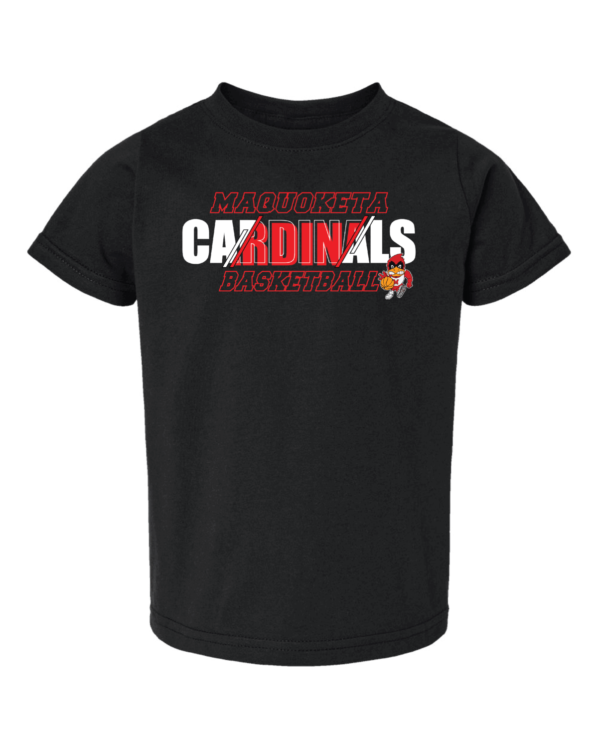 2025 Maquoketa Cardinals Boys Basketball Schedule Fundraiser Toddler Black Rabbit Skins Fine Jersey T-Shirt