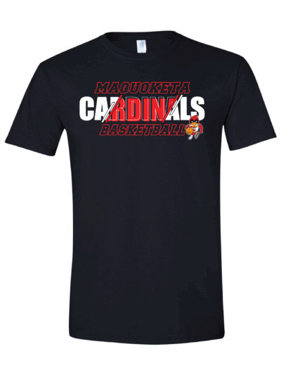 2025 Maquoketa Cardinals Boys Basketball Schedule Fundraiser Adult Black Gildan Softstyle T-Shirt