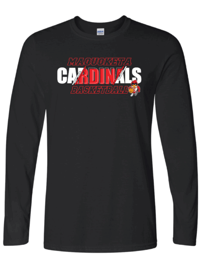 2025 Maquoketa Cardinals Boys Basketball Schedule Fundraiser Adult Black Softstyle Long Sleeve T-Shirt