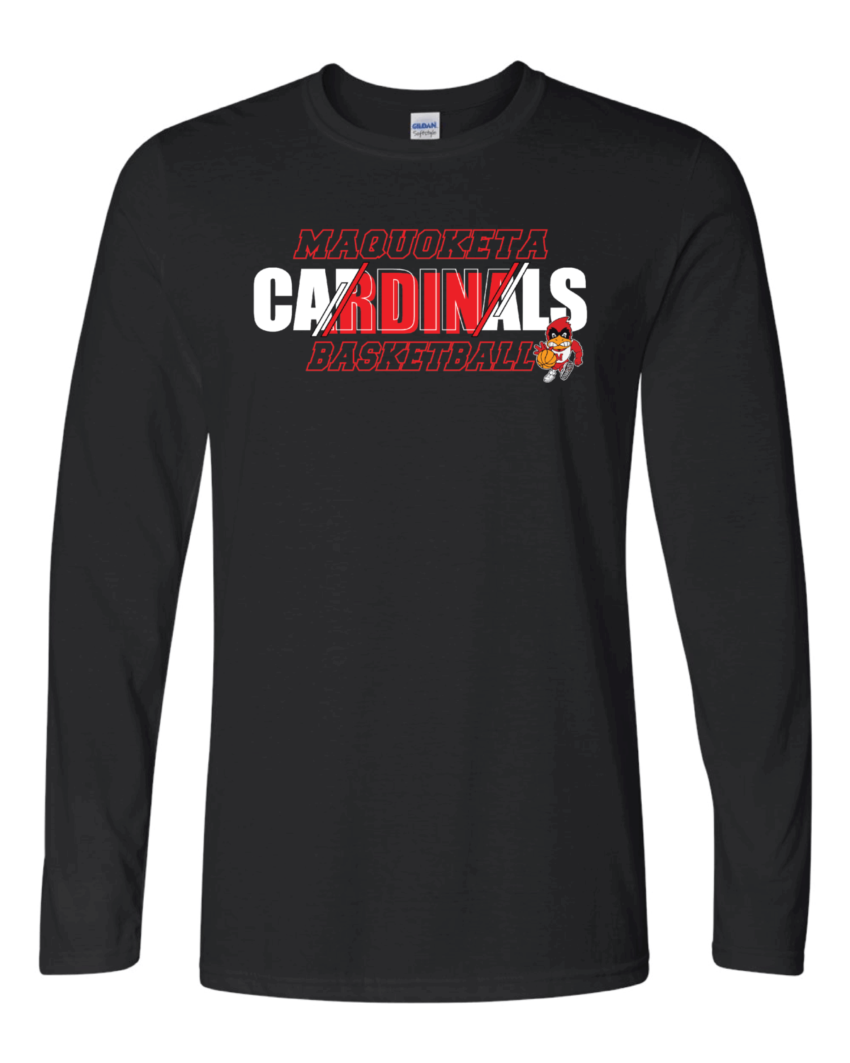 2025 Maquoketa Cardinals Boys Basketball Schedule Fundraiser Adult Black Softstyle Long Sleeve T-Shirt