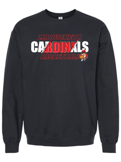 2025 Maquoketa Cardinals Boys Basketball Schedule Fundraiser Adult Black Gildan Softstyle Midweight Crewneck Sweatshirt