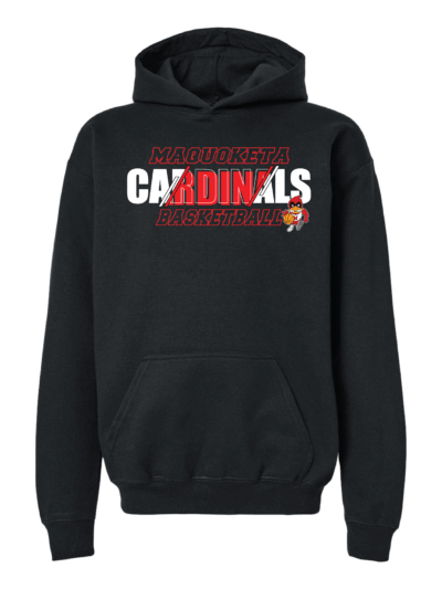 2025 Maquoketa Cardinals Boys Basketball Schedule Fundraiser Youth Black Gildan Softstyle Midweight Hoodie
