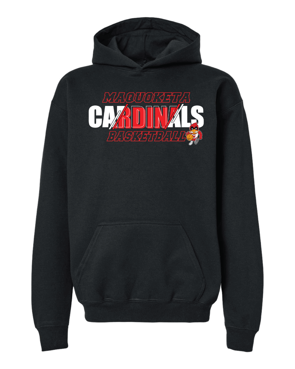 2025 Maquoketa Cardinals Boys Basketball Schedule Fundraiser Youth Black Gildan Softstyle Midweight Hoodie