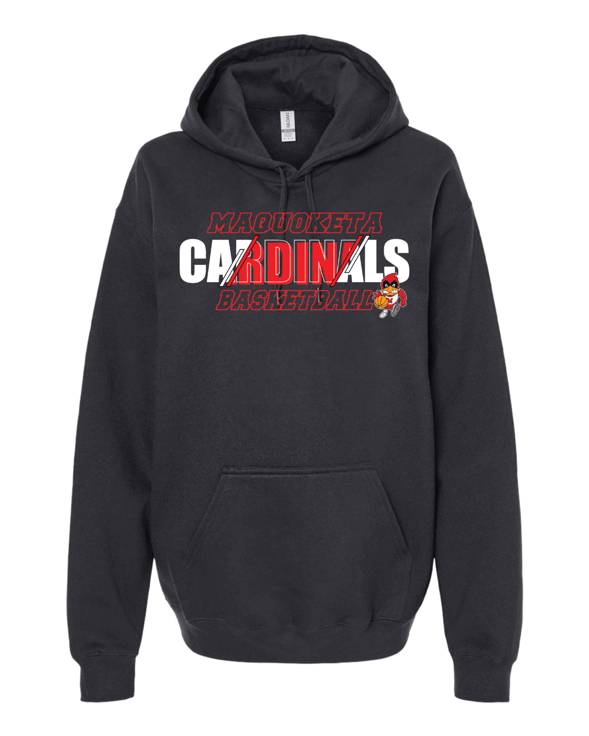 2025 Maquoketa Cardinals Boys Basketball Schedule Fundraiser Adult Black Gildan Softstyle Midweight Hoodie