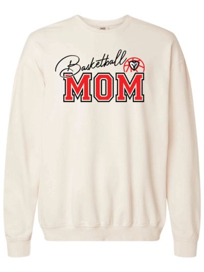 Marquette Catholic Defenders Basketball Mom w/ Custom Name & Number Ivory Comfort Colors Unisex Garment-Dyed Lightweight Fleece Crewneck Sweatshirt