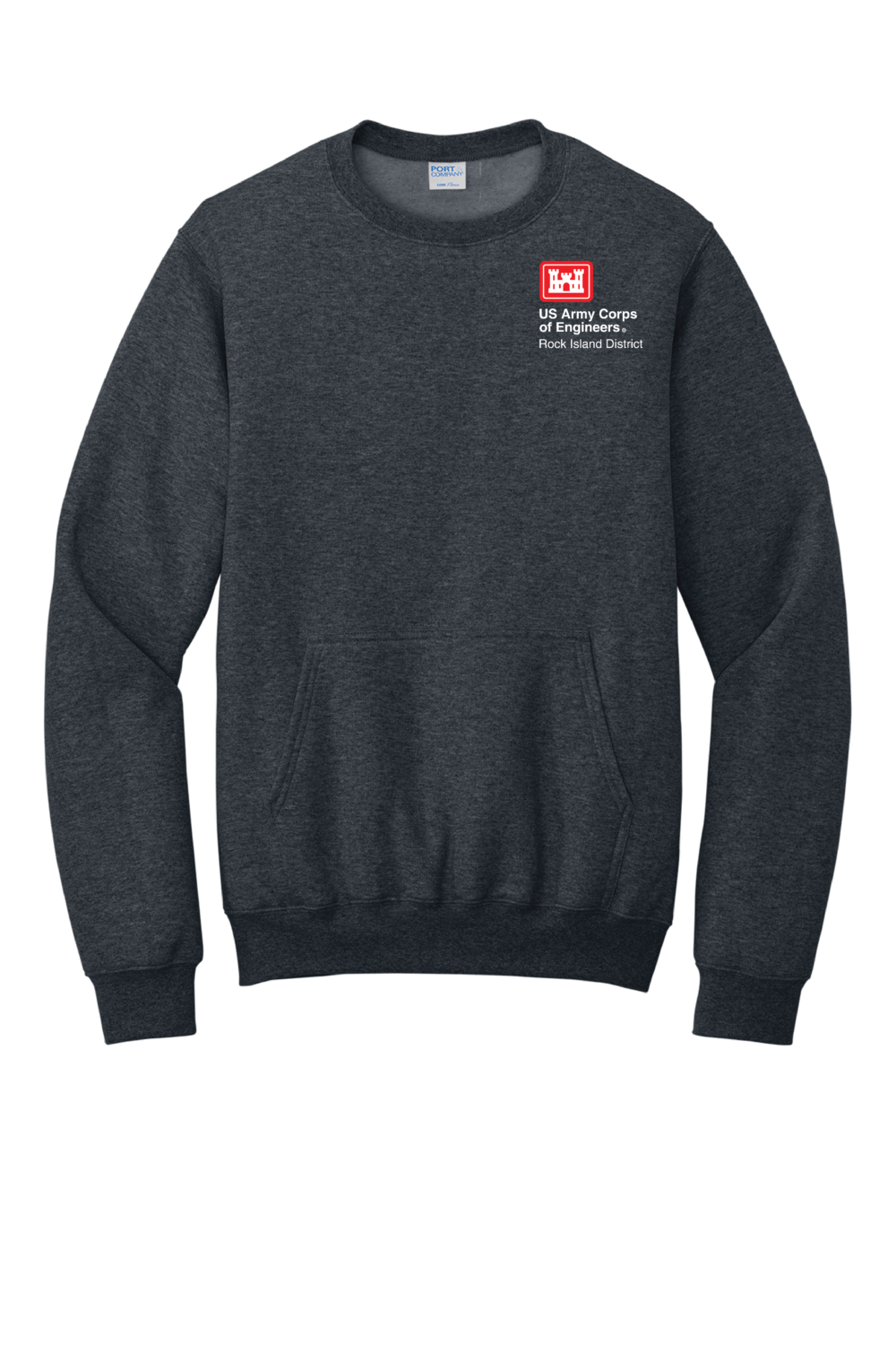 US Army Corp of Engineers Port & Co Core Fleece Crewneck Pocket Sweatshirt (4 Color Options) - Image 2