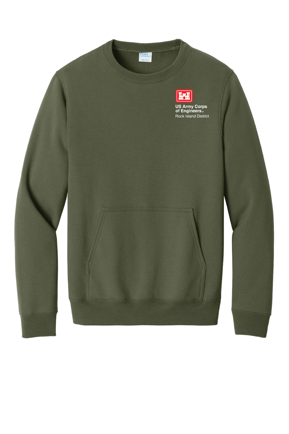 US Army Corp of Engineers Port & Co Core Fleece Crewneck Pocket Sweatshirt (4 Color Options) - Image 3