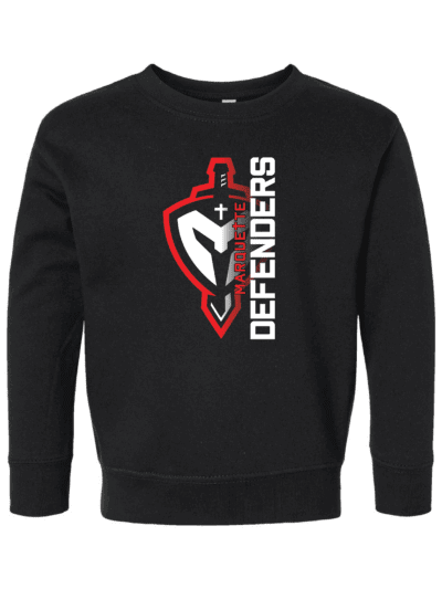 Marquette Catholic Defenders PTO Christmas Fundraiser Toddler Black Rabbit Skins Fleece Crewneck Sweatshirt