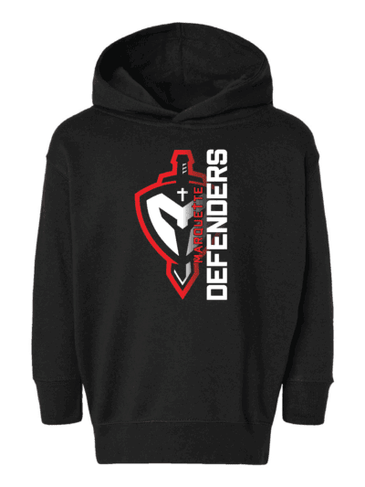 Marquette Catholic Defenders PTO Christmas Fundraiser Toddler Black Rabbit Skins Fleece Hoodie