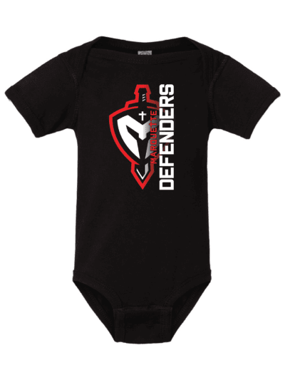 Marquette Catholic Defenders PTO Christmas Fundraiser Infant Rabbit Skins Fine Jersey Onesie (2 Color Options)
