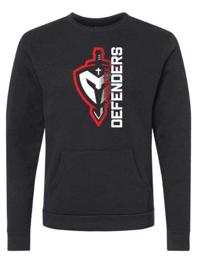 Marquette Catholic Defenders PTO Christmas Fundraiser Adult Next Level Black Santa Barbara Pocket Crewneck Sweatshirt