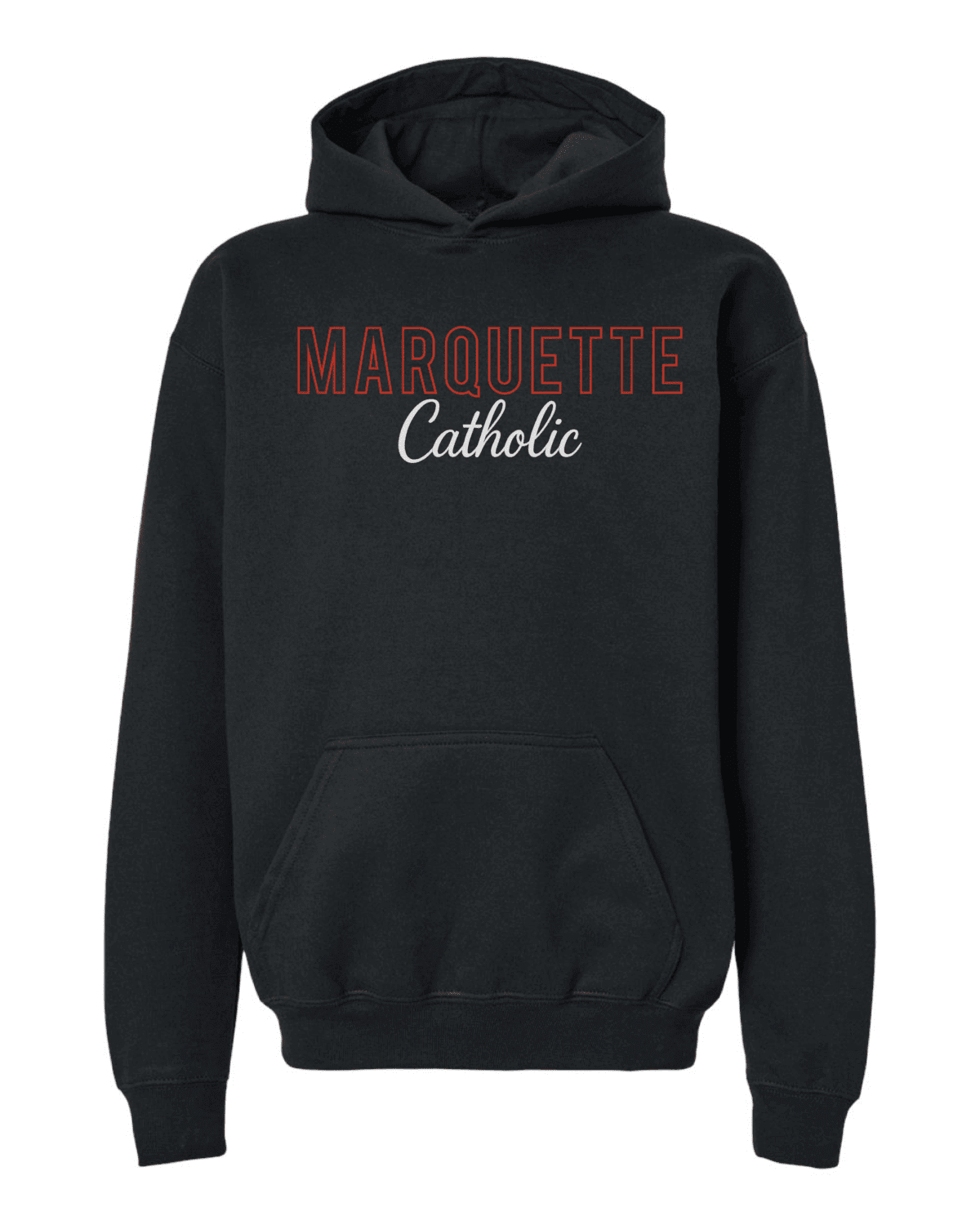 Marquette Catholic Defenders PTO Christmas Fundraiser Puff Embroidered Youth Gildan Softstyle Midweight Hoodie (5 Color Options) - Image 2