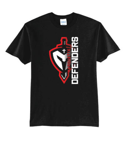 Marquette Catholic Defenders PTO Christmas Fundraiser Adult Black Port & Co TALL Core Blend T-Shirt