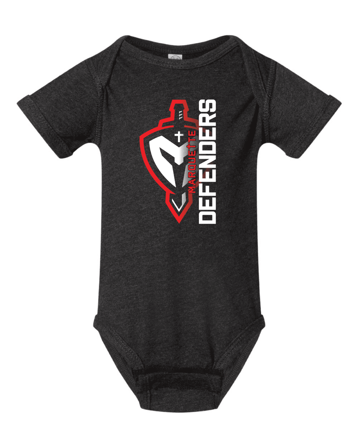 Marquette Catholic Defenders PTO Christmas Fundraiser Infant Rabbit Skins Fine Jersey Onesie (2 Color Options) - Image 2