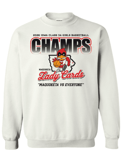 2026 Maquoketa Cardinals Girls State Basketball Champs Adult Gildan Heavy Blend Crewneck Sweatshirt