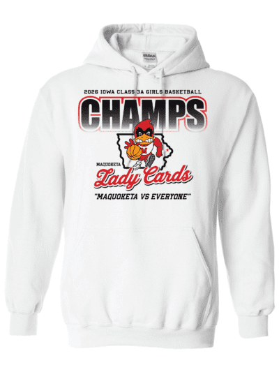 2026 Maquoketa Cardinals Girls State Basketball Champs Adult Gildan Heavy Blend Hoodie