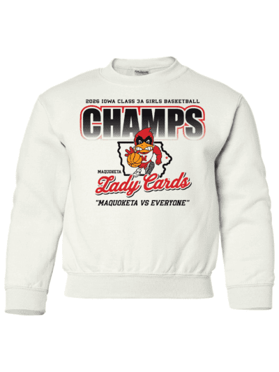 2026 Maquoketa Cardinals Girls State Basketball Champs Youth Gildan Heavy Blend Crewneck Sweatshirt