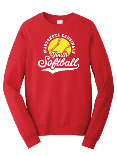 2026 Maquoketa Cardinals Youth Softball Adult Port & Co Core Fleece Crewneck Sweatshirt